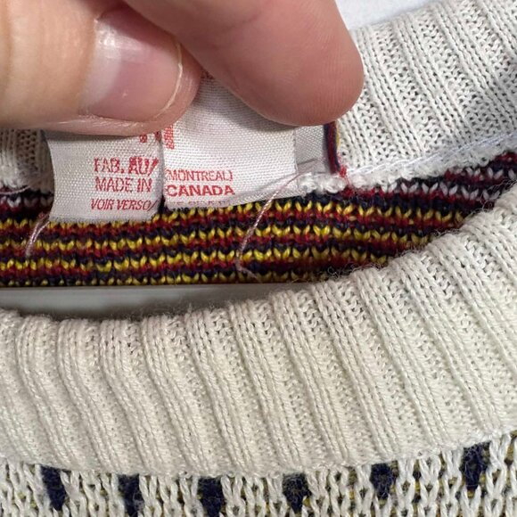 Vintage 80s/90s Kids Fair Isle Knit Sweater – Made in Canada – Size M - Picture 5 of 7